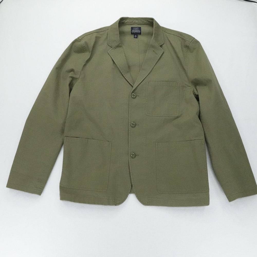 J Crew Chore Blazer Mens XL Green Workwear Utility Sporting Jacket Twill Casual